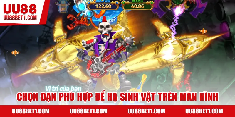 Chọn đạn phù hợp để hạ sinh vật trên màn hình