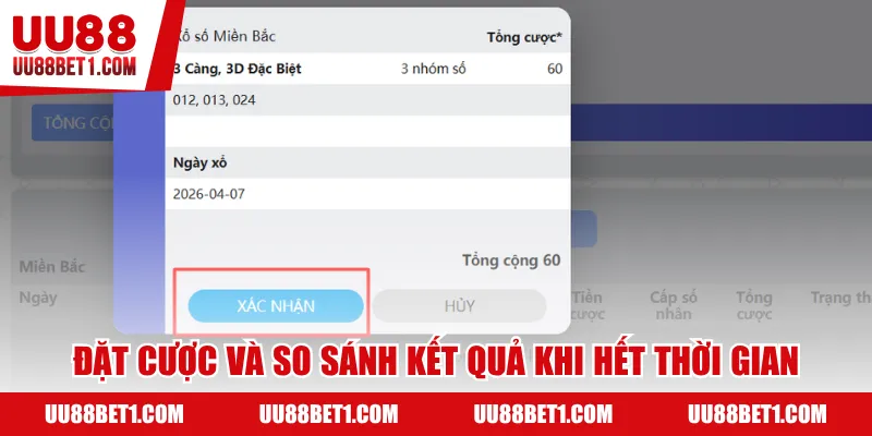 Đặt cược và so sánh kết quả khi hết thời gian