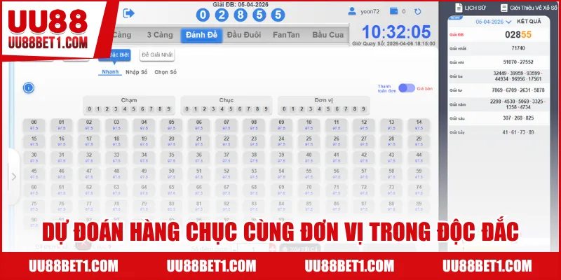 Dự đoán hàng chục cùng đơn vị trong độc đắc