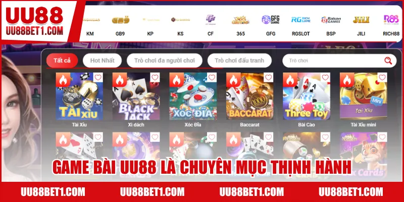 Game bài UU88 là chuyên mục thịnh hành