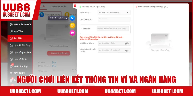 Người chơi liên kết thông tin ví và ngân hàng